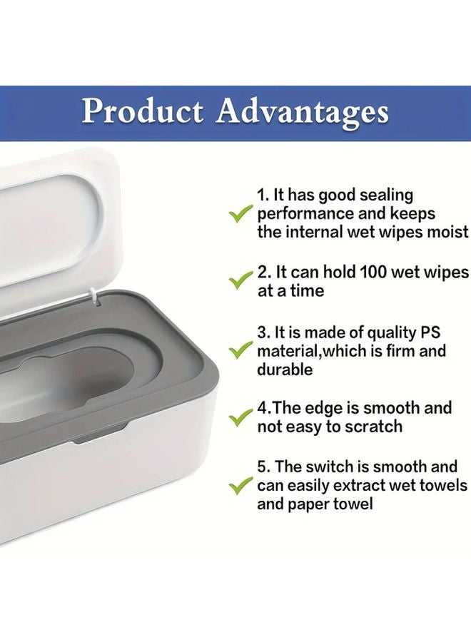 Grey Refillable Wet Wipes Dispenser For Adults Easy Single Hand Operation Non Slip Base - Image 5